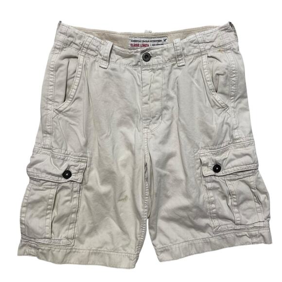 American Eagle Mens Cargo Shorts 32 Beige Classic Length Utility Pockets Outdoor - Picture 1 of 7